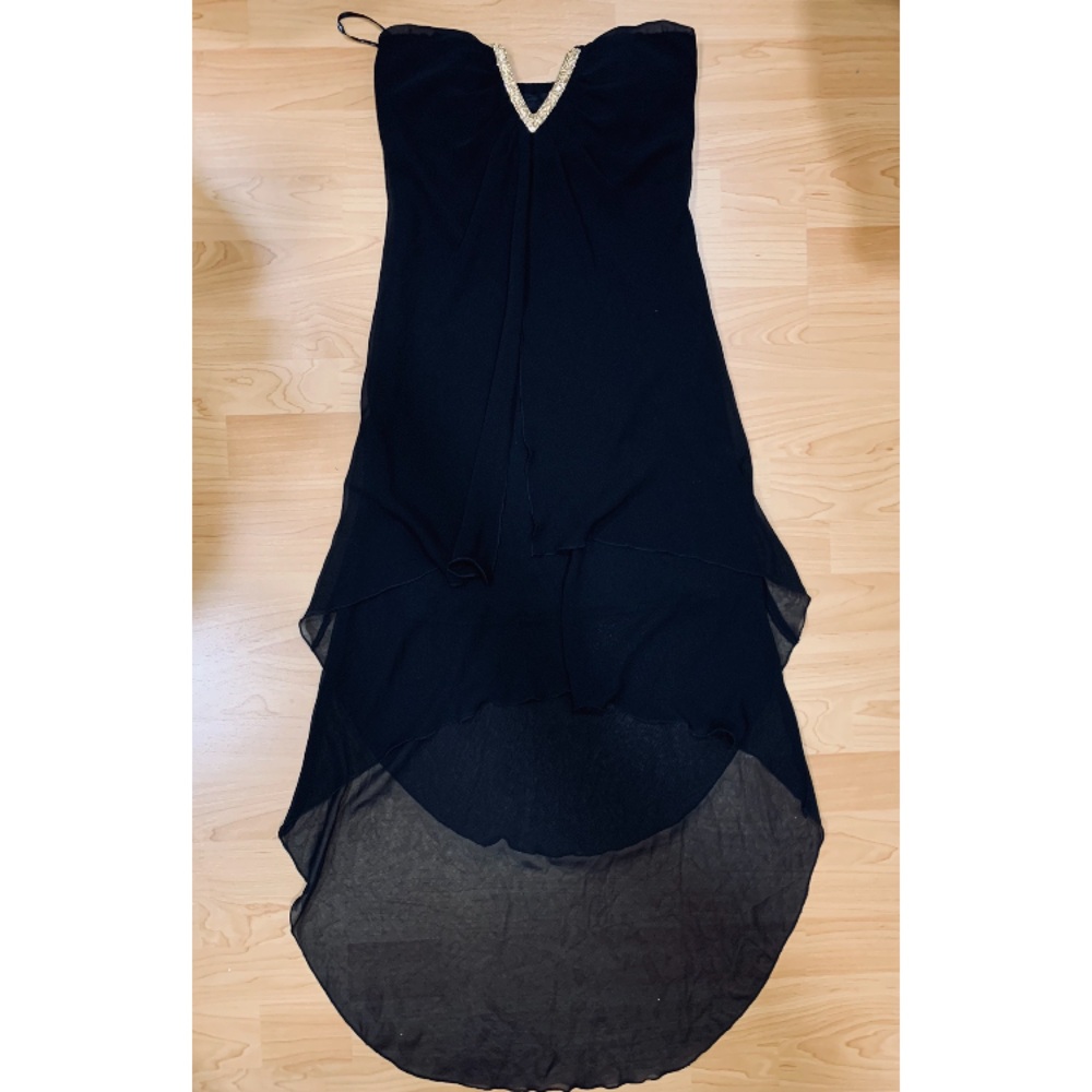 Marineblu Black Strapless High Low Dress